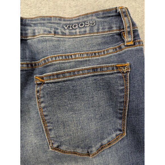 Vigoss Gwen Kick Flare Jeans Womens 27x26 Blue High Rise Raw Hem Distressed - Picture 10 of 16